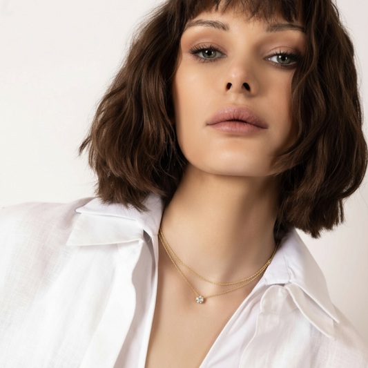 CHOE 1 Carat Round 14K Gold Vermeil Necklace