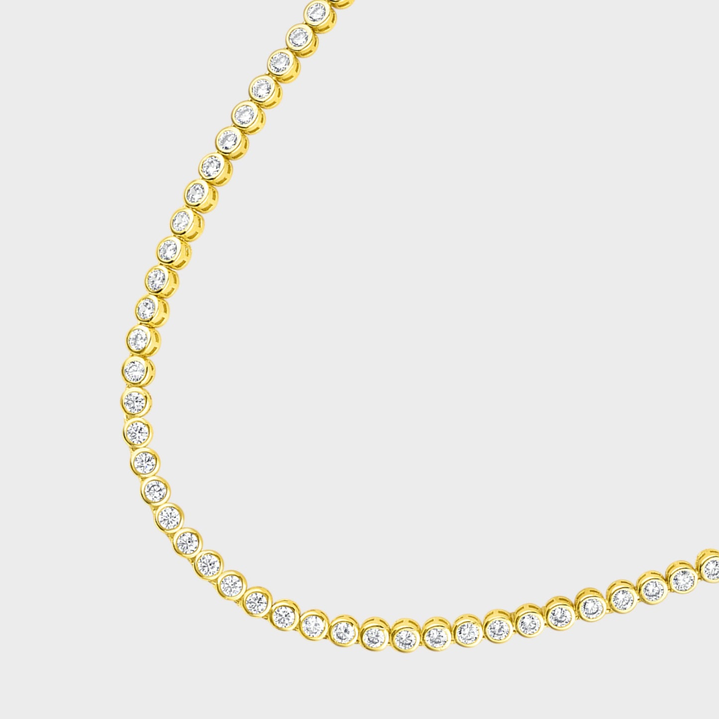 CHOE Round Bezel 14K Gold Vermeil Tennis Necklace
