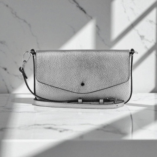 Pourchet Gunmetal Silver Club Clutch Bag