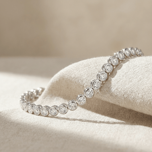 CHOE Round Bezel Tennis Bracelet (Silver)