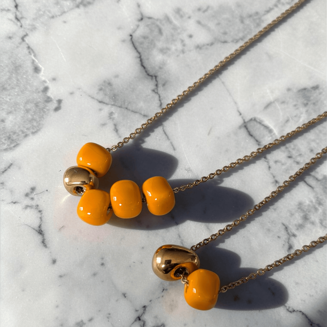 Maximilianas Ceramic Bead Necklaces in Orange