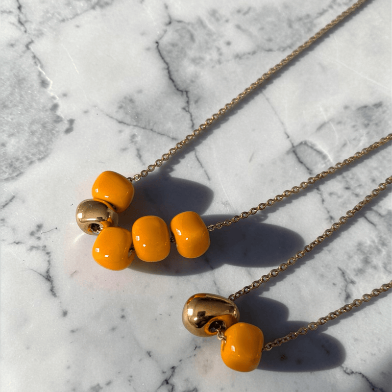 Maximilianas Ceramic Bead Necklaces in Orange