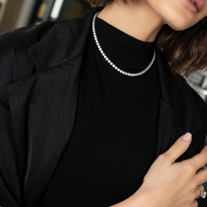 CHOE Round Bezel 14K Gold Vermeil Tennis Necklace