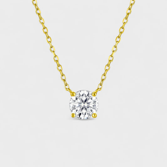 CHOE 1 Carat Round 14K Gold Vermeil Necklace