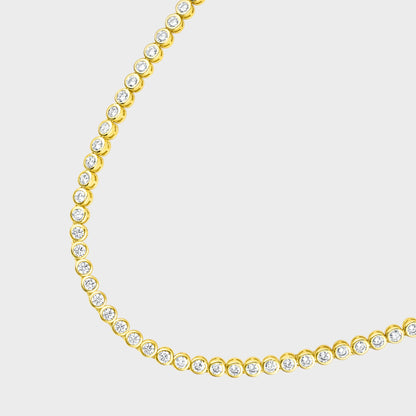 CHOE Round Bezel 14K Gold Vermeil Tennis Necklace