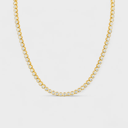 CHOE Round Bezel 14K Gold Vermeil Tennis Necklace
