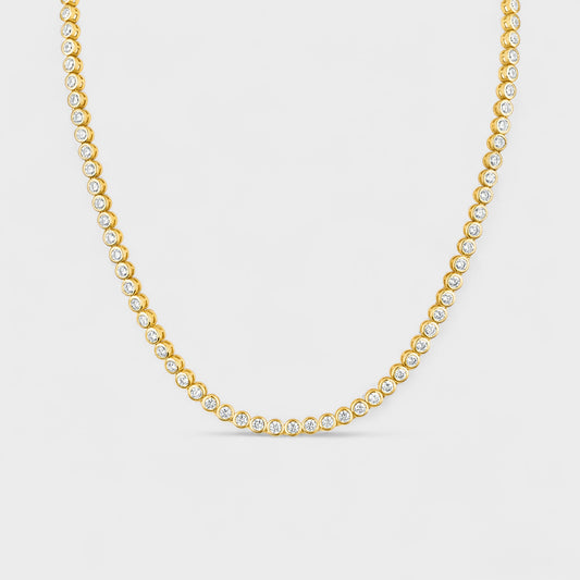 CHOE Round Bezel 14K Gold Vermeil Tennis Necklace