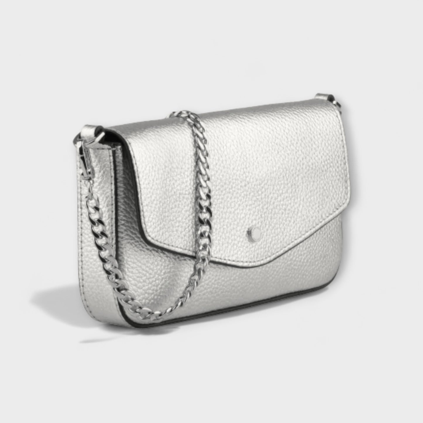 Pourchet Gunmetal Silver Club Clutch Bag