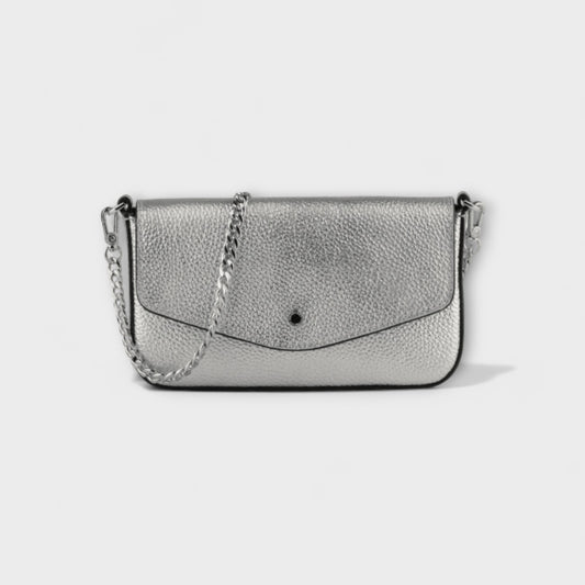 Pourchet Gunmetal Silver Club Clutch Bag
