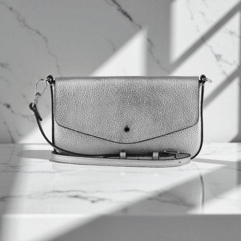 Pourchet Gunmetal Silver Club Clutch Bag