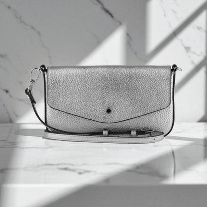 Pourchet Gunmetal Silver Club Clutch Bag