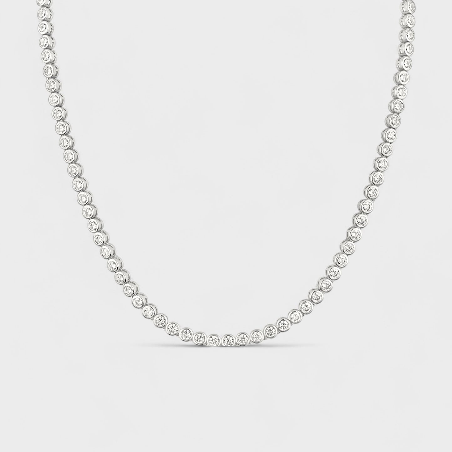 CHOE Round Bezel Silver Tennis Necklace