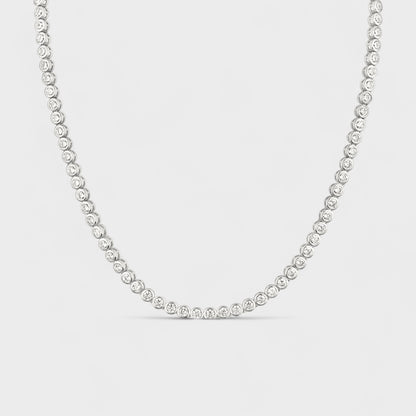 CHOE Round Bezel Silver Tennis Necklace