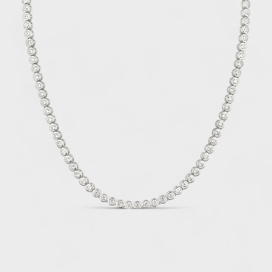 CHOE Round Bezel Silver Tennis Necklace