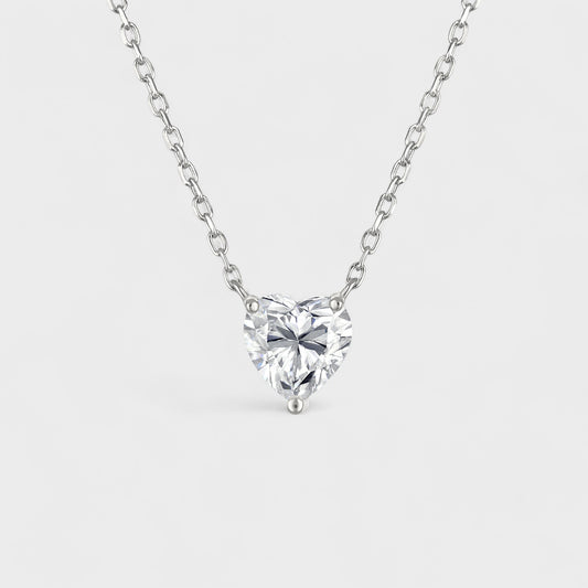 CHOE 1 carat heart moissanite necklace in sterling silver - hero shot