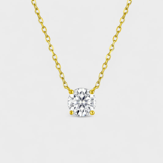 CHOE 1 Carat Round 14K Gold Vermeil Necklace