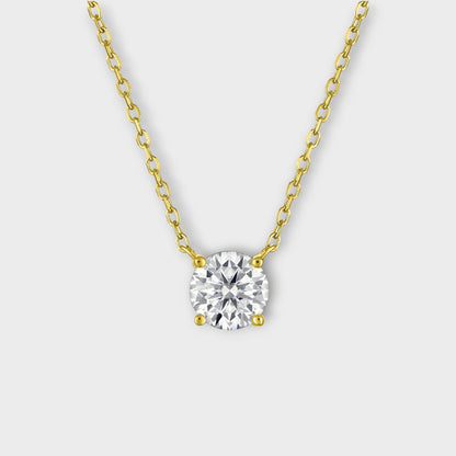 CHOE 1 Carat Round 14K Gold Vermeil Necklace