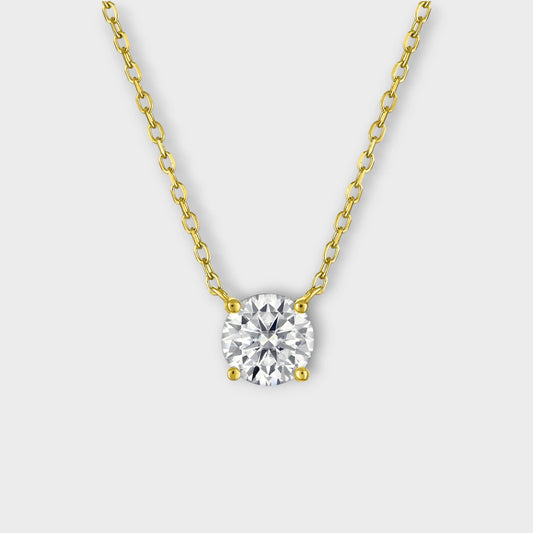 CHOE 1 Carat Round 14K Gold Vermeil Necklace