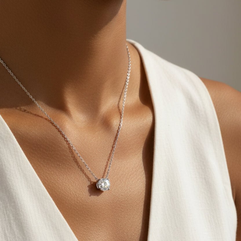 CHOE 1 Carat Round Sterling Silver Necklace