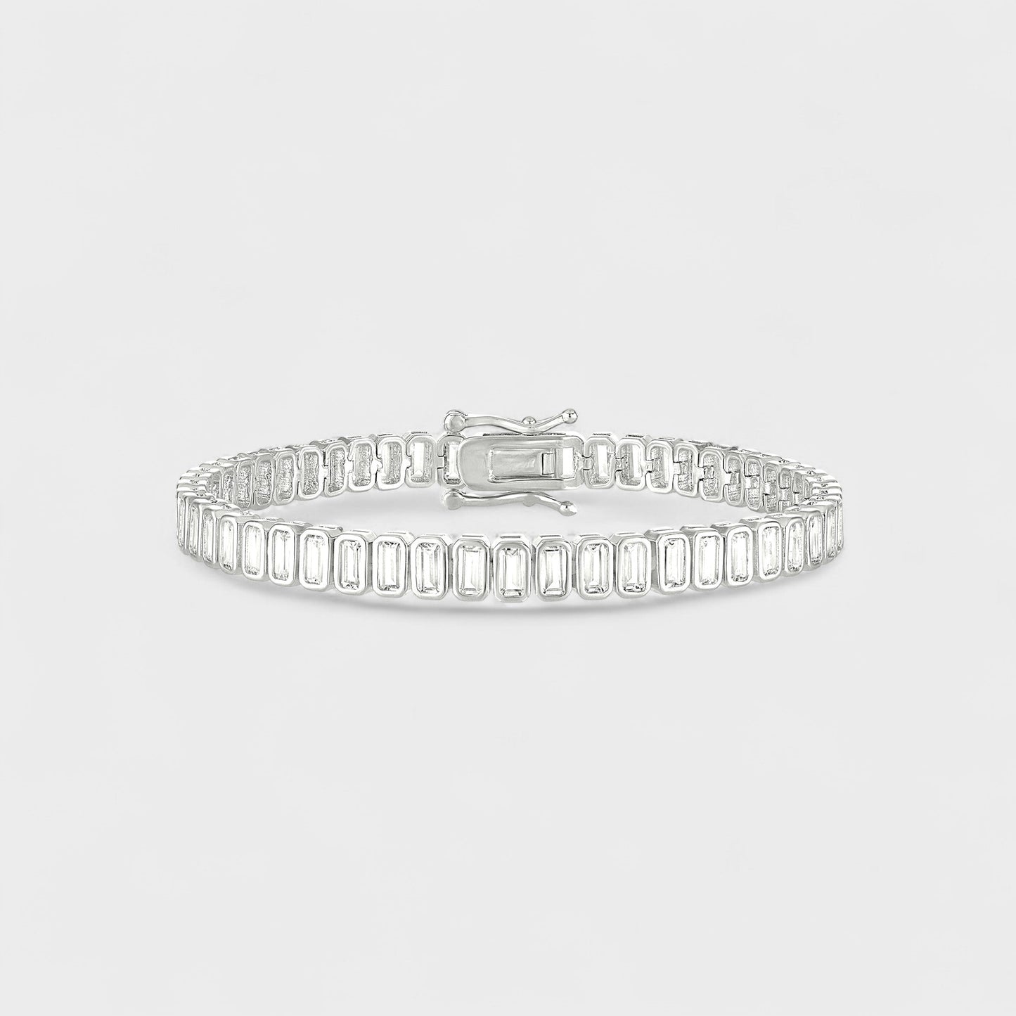 CHOE emerald cut bezel bracelet in sterling silver with rectangular stones