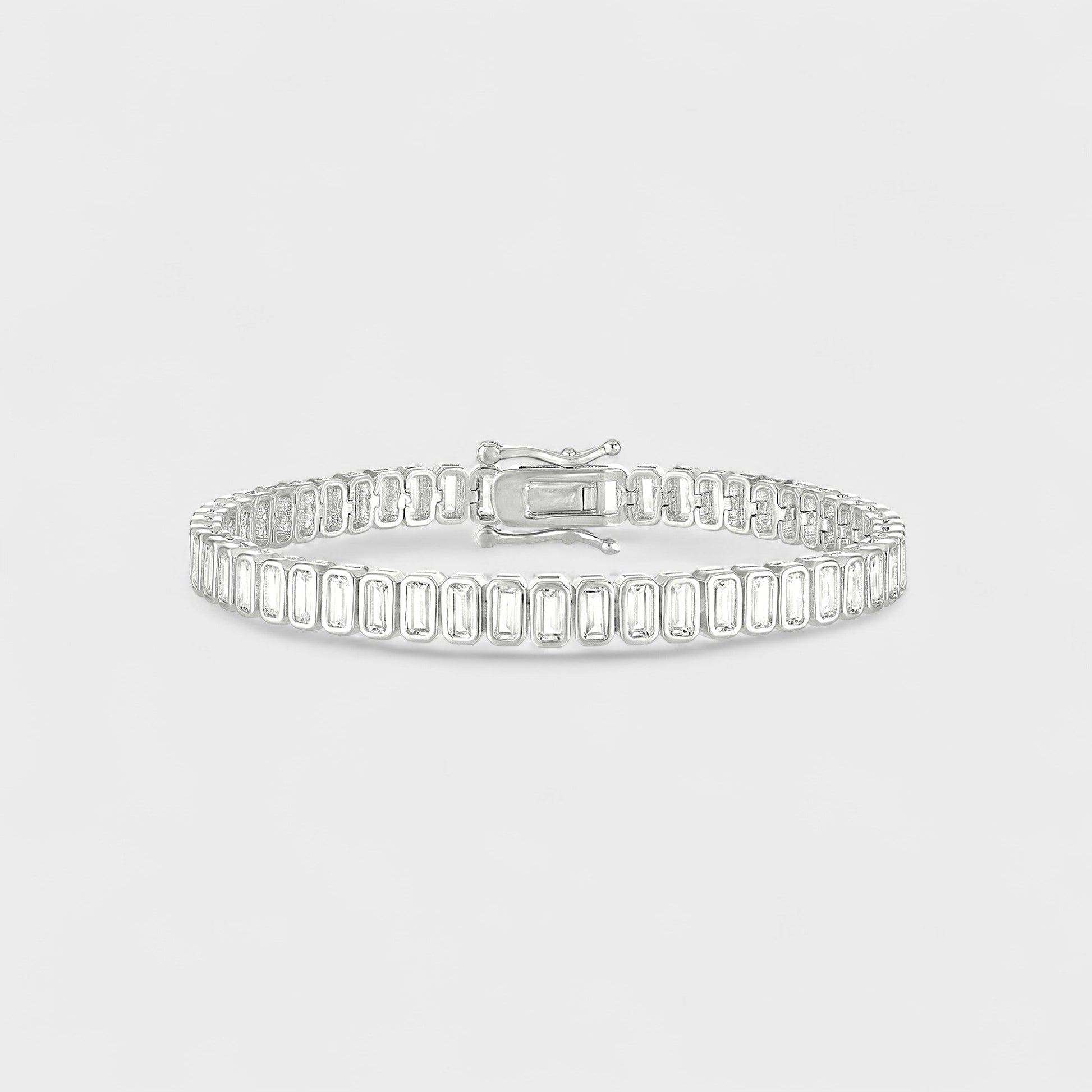 CHOE emerald cut bezel bracelet in sterling silver with rectangular stones