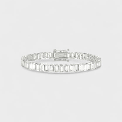 CHOE emerald cut bezel bracelet in sterling silver with rectangular stones