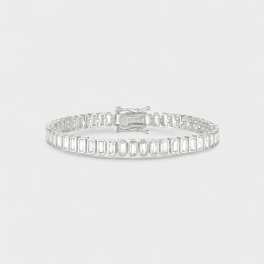 CHOE emerald cut bezel bracelet in sterling silver with rectangular stones