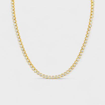 CHOE Round Bezel 14K Gold Vermeil Tennis Necklace