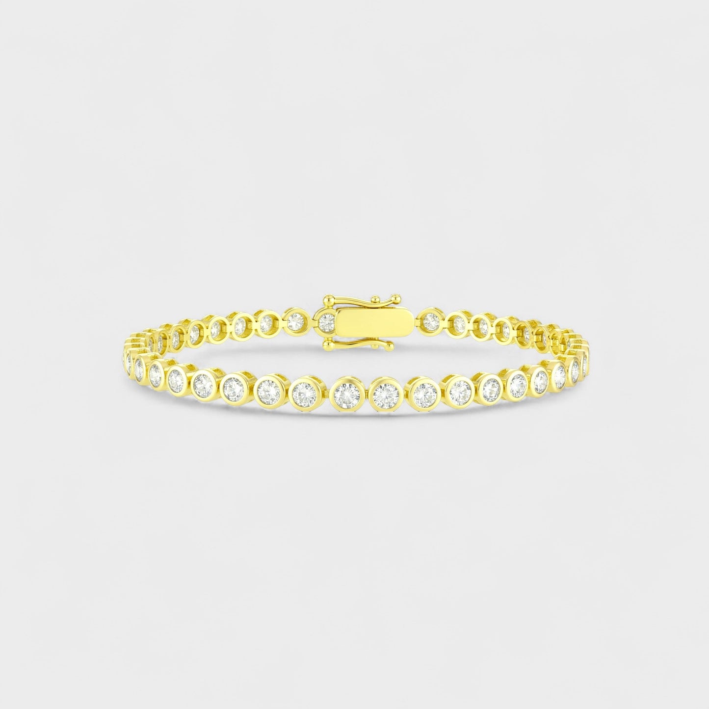 CHOE round bezel tennis bracelet in 14K gold vermeil with cubic zirconia