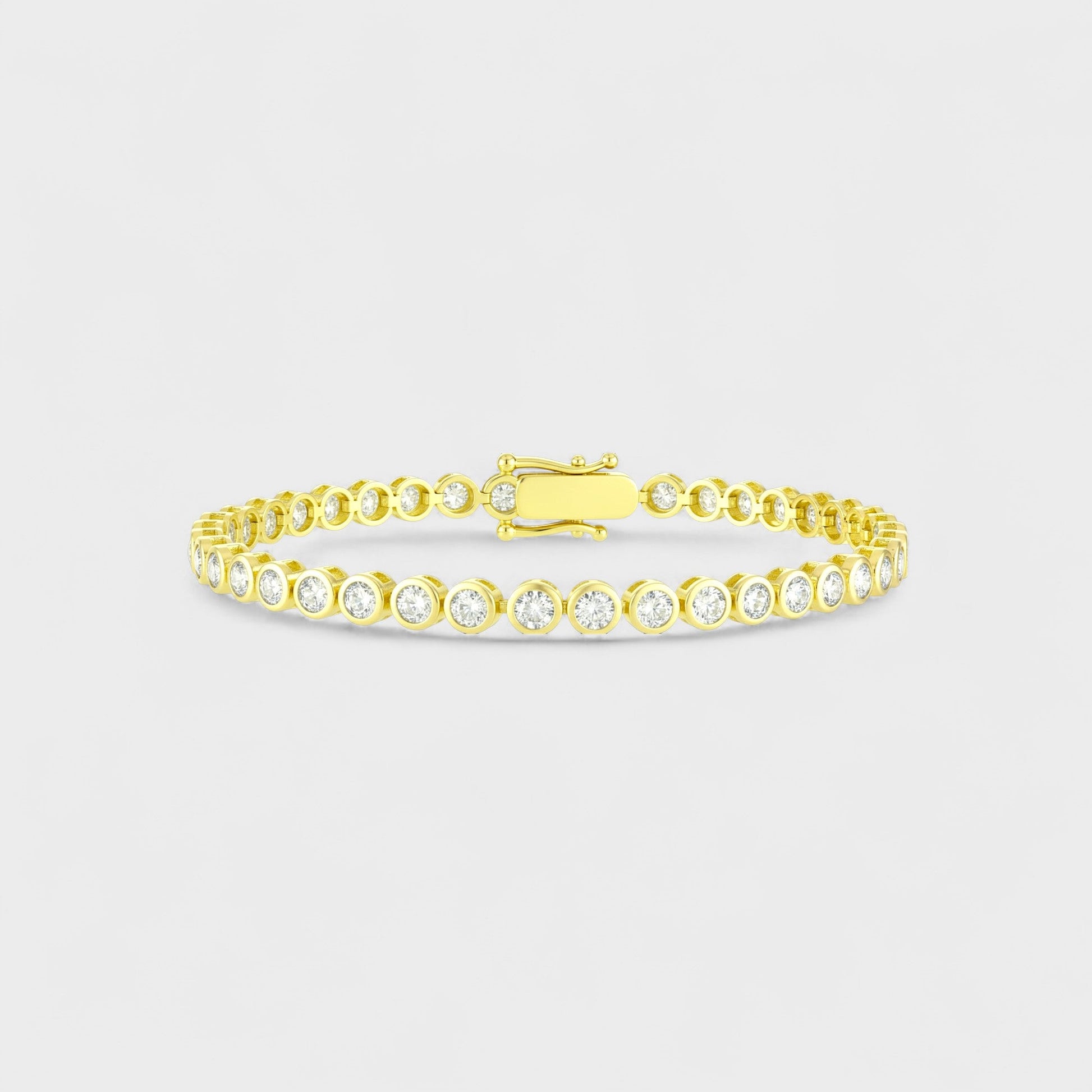CHOE round bezel tennis bracelet in 14K gold vermeil with cubic zirconia