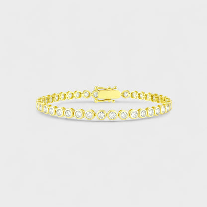 CHOE round bezel tennis bracelet in 14K gold vermeil with cubic zirconia
