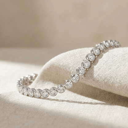 CHOE Round Bezel Tennis Bracelet (Silver)