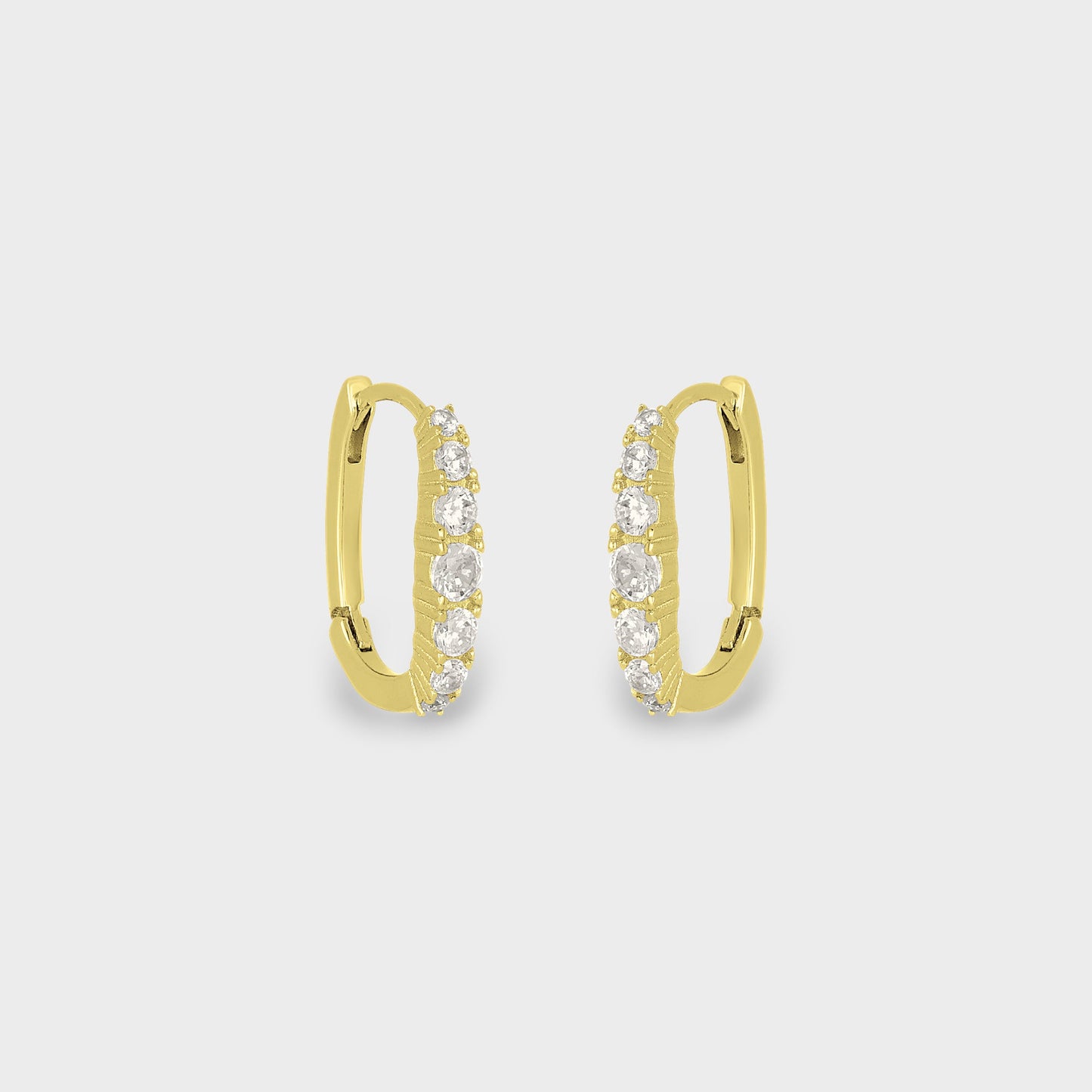 FYB Gianna gold huggie earrings with 7 cubic zirconia stones
