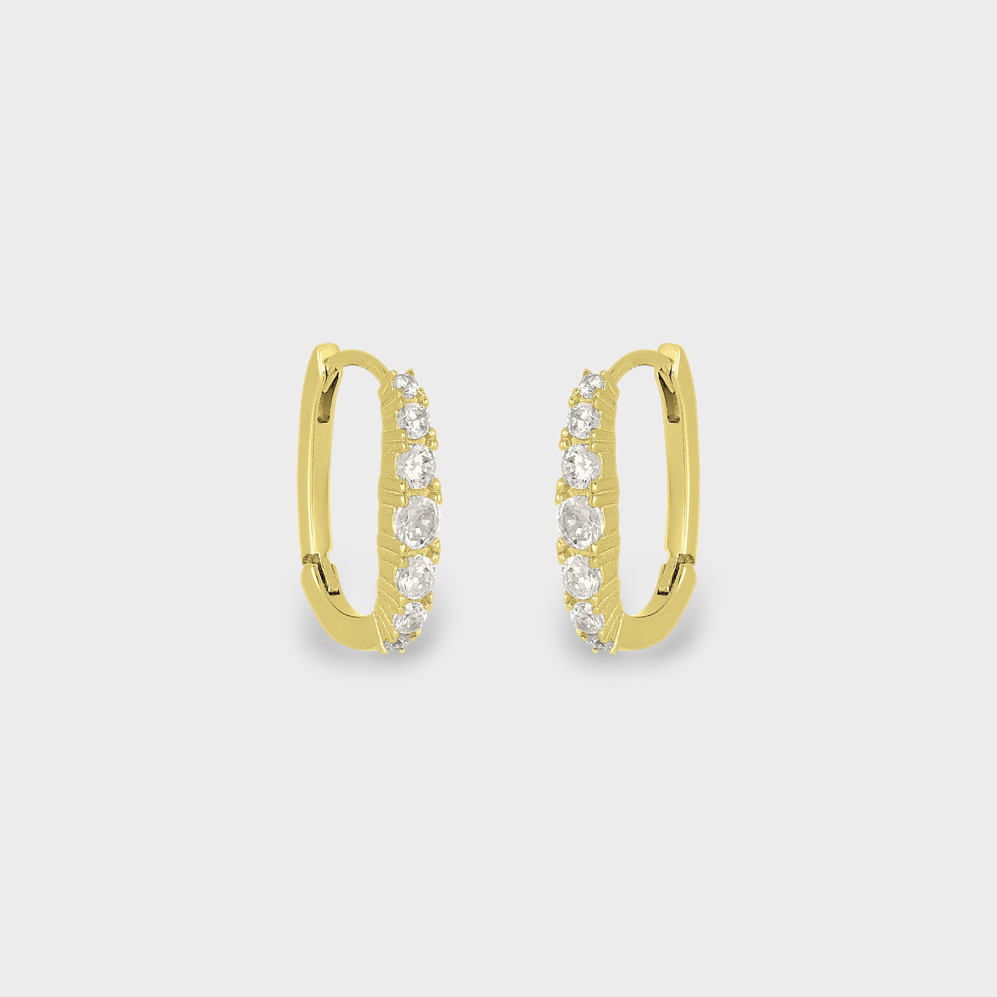 FYB Gianna gold huggie earrings with 7 cubic zirconia stones
