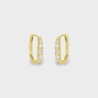 FYB Gianna gold huggie earrings with 7 cubic zirconia stones
