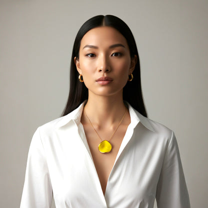 Maximilianas Ondulado Grand gold yellow pendant necklace - on model