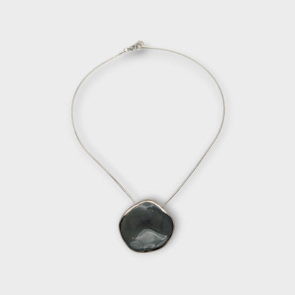 Maximilianas Ondulado Grand ceramic silver pendant necklace - product shot