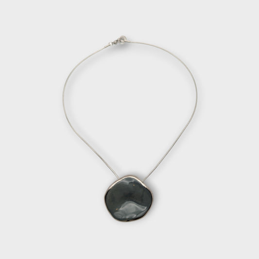 Maximilianas Ondulado Grand ceramic silver pendant necklace - product shot