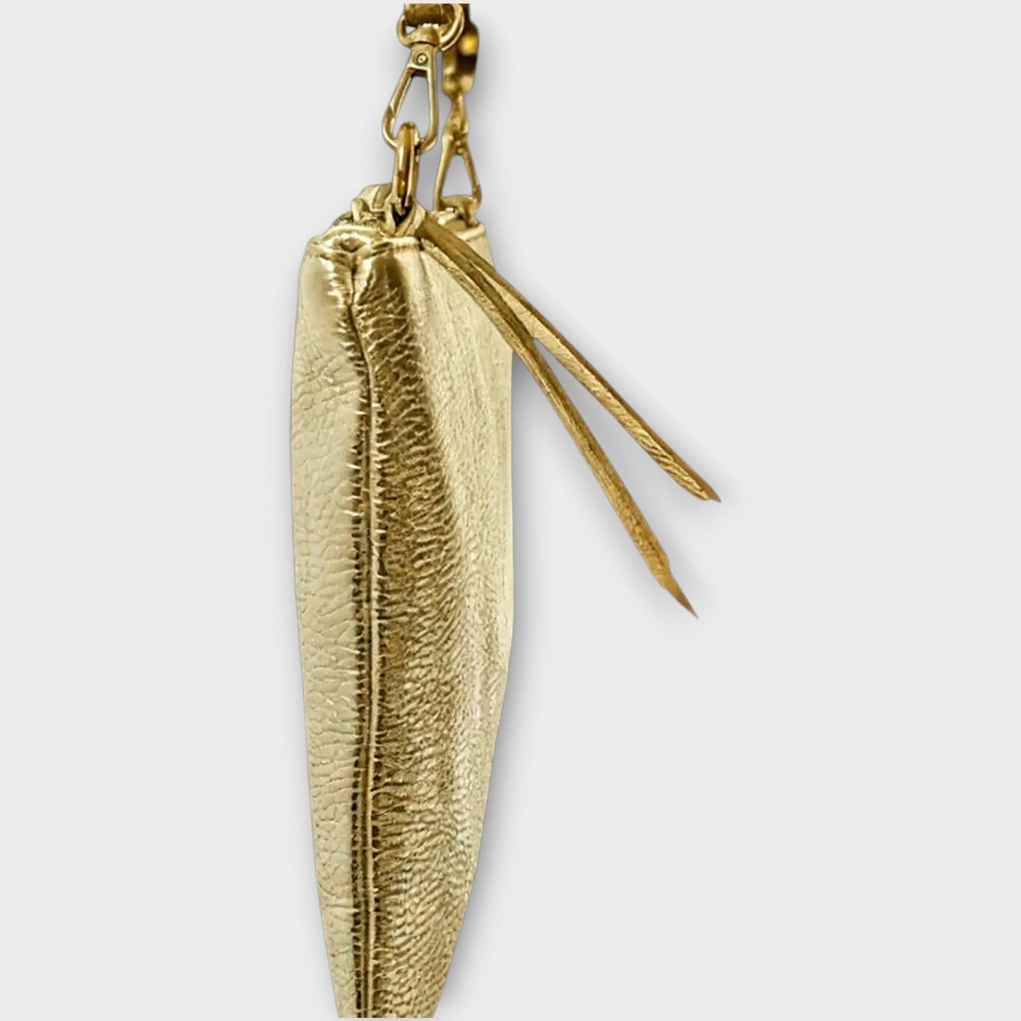 Rossi gold leather pouch - side view