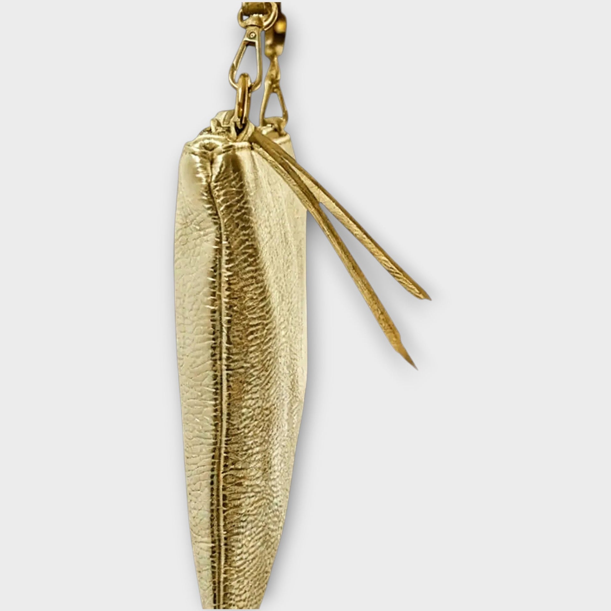 Rossi gold leather pouch - side view