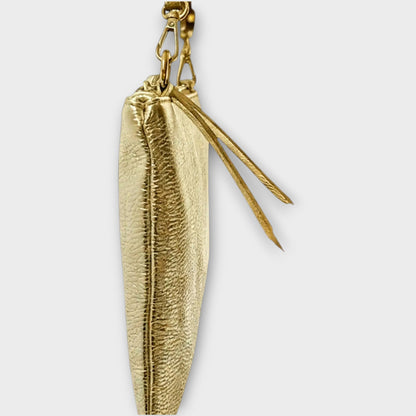 Rossi gold leather pouch - side view